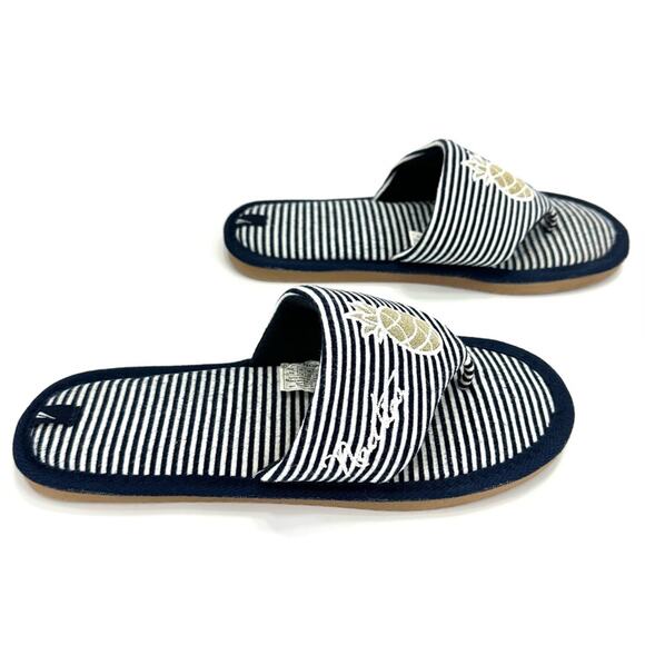 Nautica Livia Women Flip-Flop Sandal Sz 7 Navy White Stripes Embroidered Accent - Picture 3 of 12